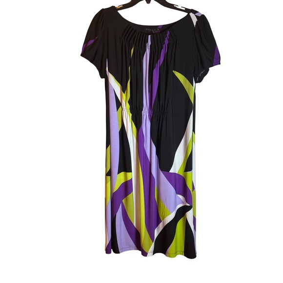 Tiana B. Dresses & Skirts - Tiana‎ B Women's Geometric Print Dress Black Purple Green White Size M